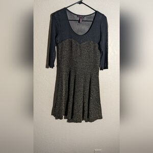 Material Girl Black Long Sleeve Sparkle Fit & Flare Dress BoxG